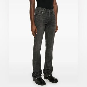Purple Brand P072 Raw Super Stack Flare jeans Black Button Fly SSVB424 Faded